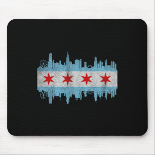 Alfombrilla De Ratón Bandera del horizonte de la ciudad de Chicago - D