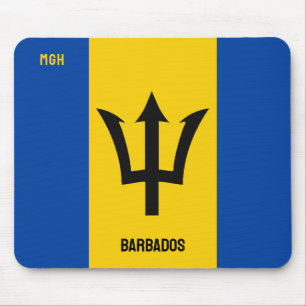 Alfombrilla De Ratón Bandera del Monograma personalizado de Barbados