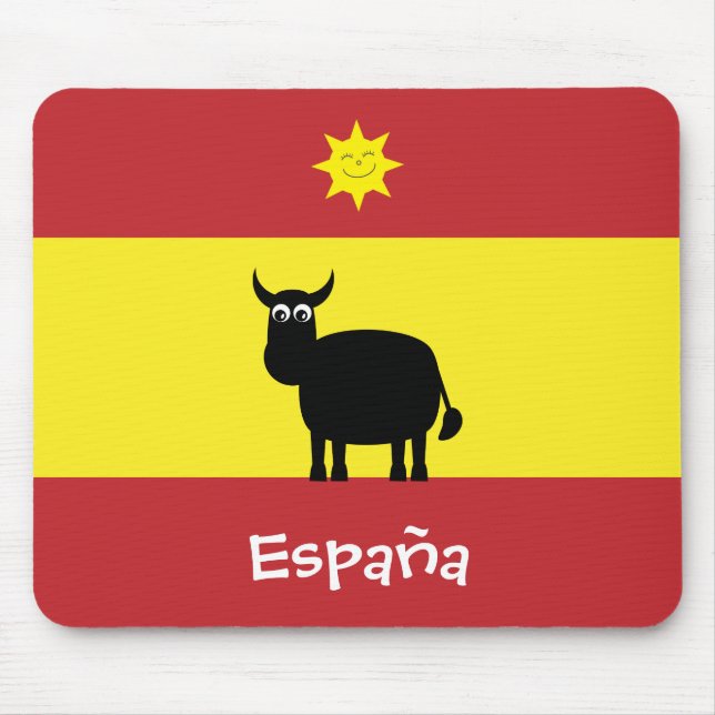 Alfombrilla De Ratón Bandera española con Bull linda y Sun sonriente (Frente)