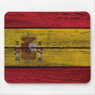 Alfombrilla De Ratón Bandera española con efecto de madera áspero del