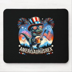 Alfombrilla De Ratón Bandera estadounidense Amerisaurusrex Cute dinosau