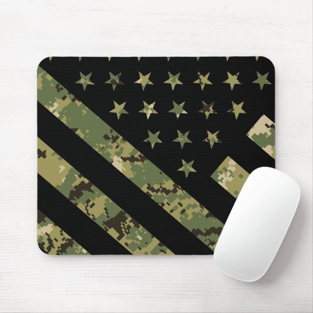 Alfombrilla De Ratón Bandera estadounidense de camuflaje digital milita (Con ratón)