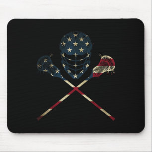 Alfombrilla De Ratón Bandera Estadounidense divertida Lacrosse Hombres 