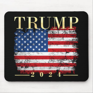 Alfombrilla De Ratón Bandera estadounidense elegante de oro de Trump 20