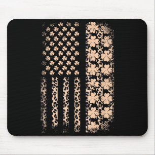 Alfombrilla De Ratón Bandera estadounidense patriótica leopardo trébol 