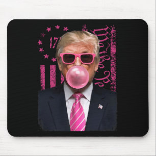 Alfombrilla De Ratón Bandera estadounidense rosa de Trump con burbuja