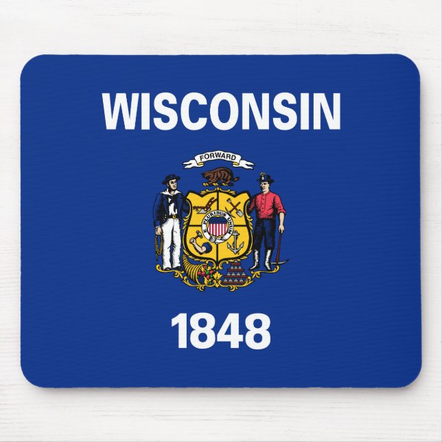 Alfombrilla De Ratón Bandera Estatal Patriótica Wisconsin (Frente)