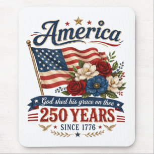 Alfombrilla De Ratón Bandera floral de América 250 años