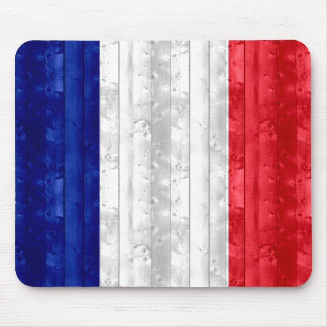 Alfombrilla De Ratón Bandera francesa de madera (Frente)