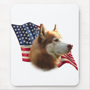 Alfombrilla De Ratón Bandera Husky Siberiana Roja