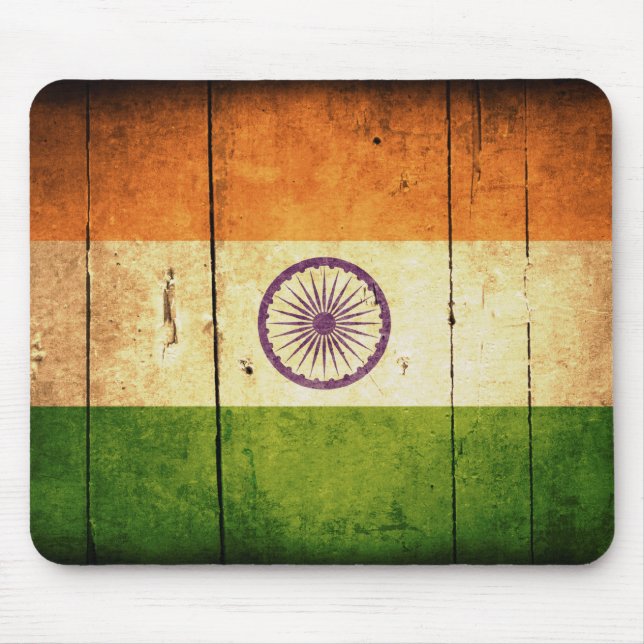 Alfombrilla De Ratón Bandera india de madera (Frente)