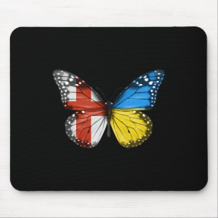 Alfombrilla De Ratón Bandera inglesa ucraniana Mariposa Inglaterra Ucra