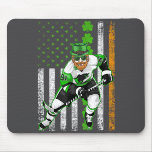 Alfombrilla De Ratón Bandera irlandesa americana Suerte Hockey Día de S