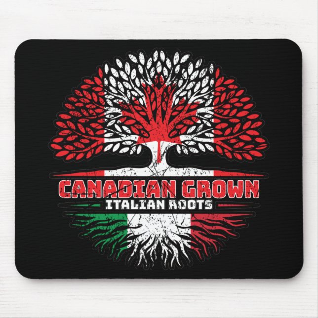 Alfombrilla De Ratón Bandera italiana de raíces de árboles canadienses  (Frente)