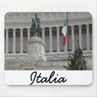 Alfombrilla De Ratón Bandera italiana junto a la antigua ruina romana