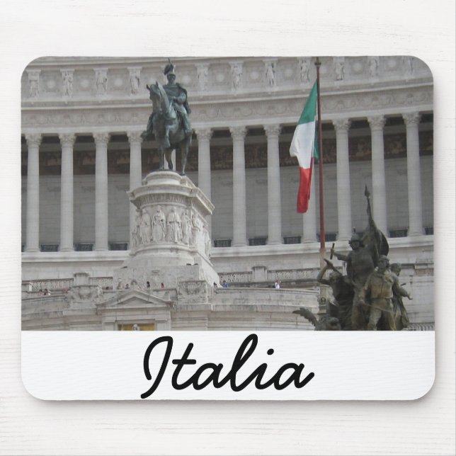 Alfombrilla De Ratón Bandera italiana junto a la antigua ruina romana (Frente)
