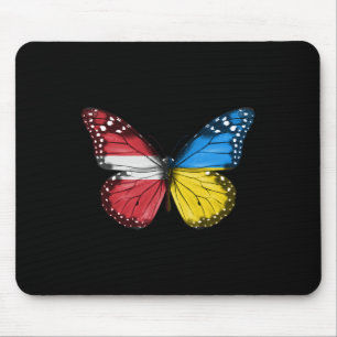 Alfombrilla De Ratón Bandera Letona Ucraniana Mariposa Letonia Ucrania