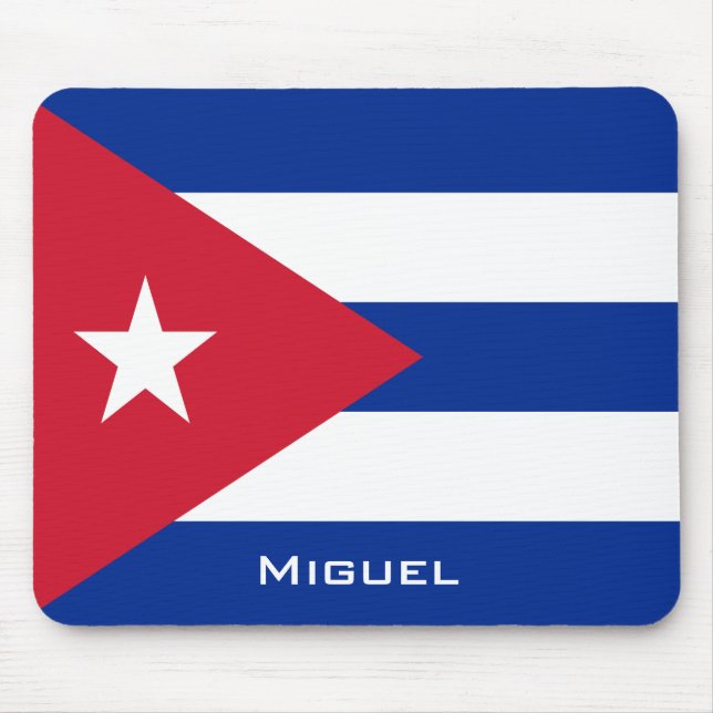 Alfombrilla De Ratón Bandera nacional de Cuba con su nombre (Frente)