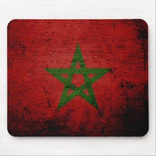 Alfombrilla De Ratón Bandera negra de Marruecos del Grunge