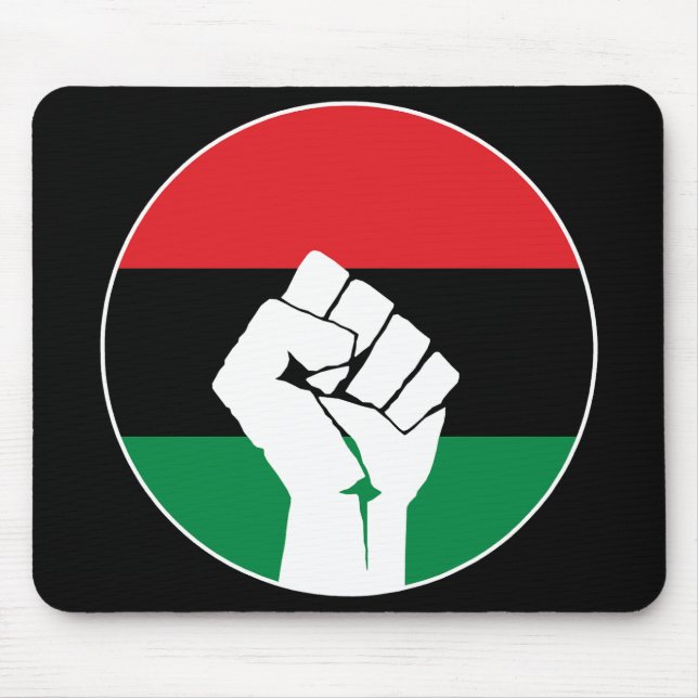 Alfombrilla De Ratón bandera panafricana Puño, historia negra afroameri (Frente)