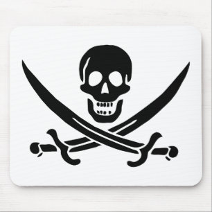 Alfombrilla De Ratón Bandera pirata calavera espadas cruzadas