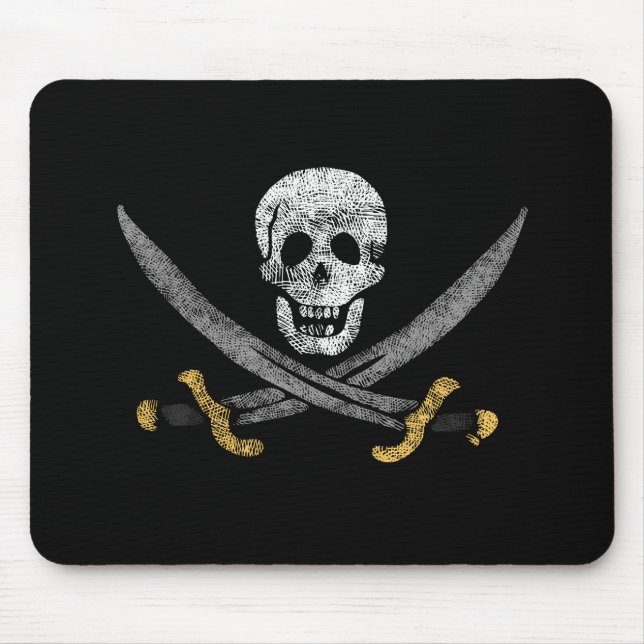 Alfombrilla De Ratón Bandera pirata de calaveras y espadas (Frente)