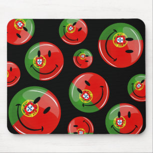 Alfombrilla De Ratón Bandera portuguesa sonriente