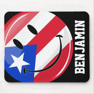 Alfombrilla De Ratón Bandera puertorriqueña sonriente
