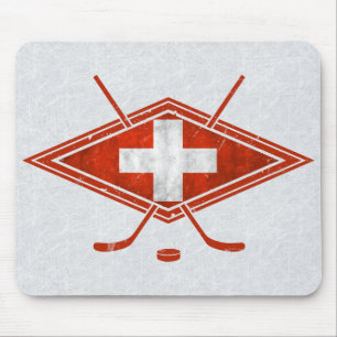 Alfombrilla De Ratón Bandera suiza Suiza del hockey sobre hielo