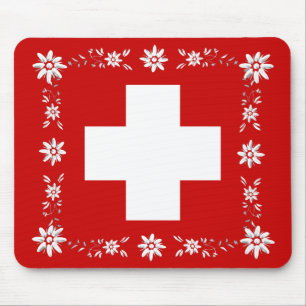 Alfombrilla De Ratón Bandera suiza y edelweiss 2