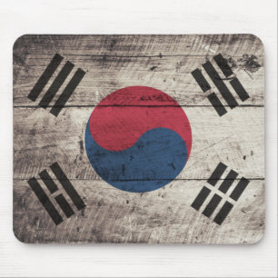 Alfombrilla De Ratón Bandera surcoreana de madera antigua