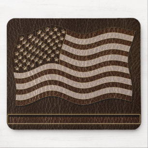 Alfombrilla De Ratón Bandera USA de cuero oscuro