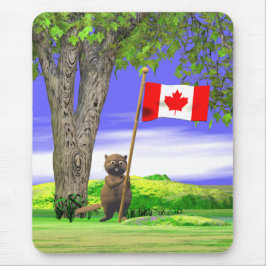Alfombrilla De Ratón Bandera y castor canadiense