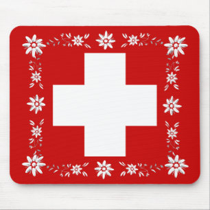 Alfombrilla De Ratón Bandera y edelweiss suizos 2