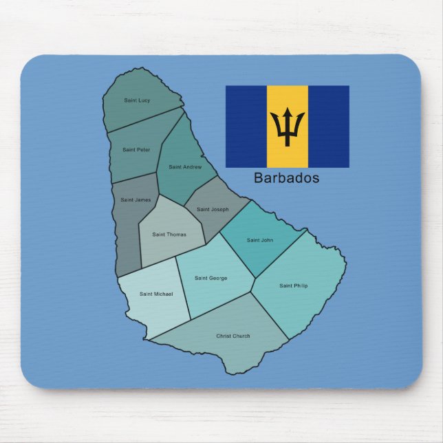 Alfombrilla De Ratón Bandera y mapa de Barbados (Frente)