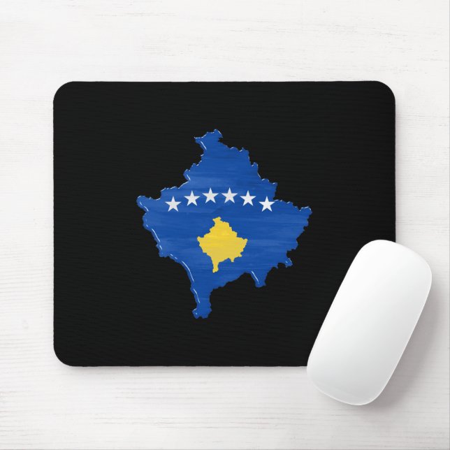 Alfombrilla De Ratón Bandera y mapa de Kosovo (Con ratón)