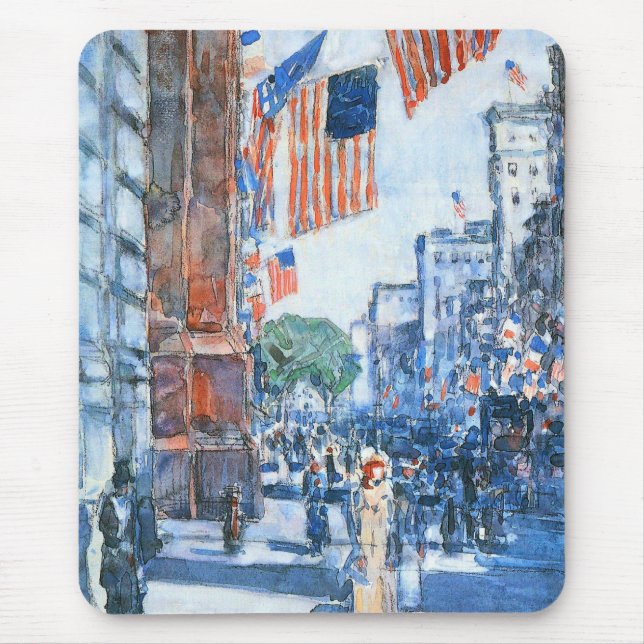 Alfombrilla De Ratón Banderas Quinta Avenida de Childe Hassam, Arte de  (Frente)