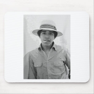 Alfombrilla De Ratón Barack Obama retro vintage a la juventud fumando O