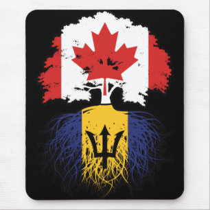 Alfombrilla De Ratón Barbados Bandera de raíces de árbol canadiense can