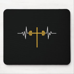 Alfombrilla De Ratón Barbell Cross Dumbbell Jesus Funny Christian Worko
