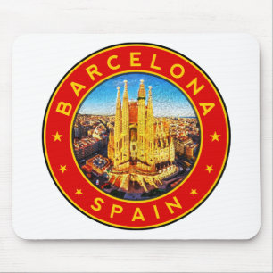 Alfombrilla De Ratón Barcelona, España, círculo, rojo