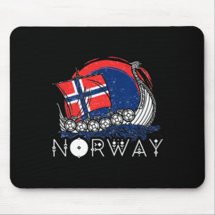 Alfombrilla De Ratón Barco Bandera noruega Noruega Orgullo barco viking