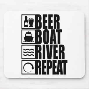 Alfombrilla De Ratón Barco de cerveza río repetir bebiendo río vida 
