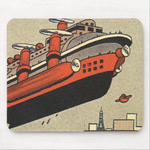 Alfombrilla De Ratón Barco de crucero de helicóptero de ciencia ficción