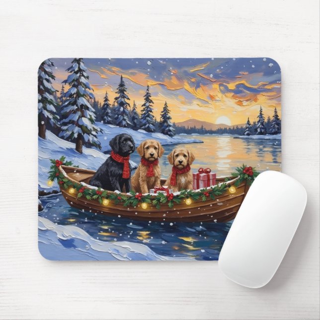 Alfombrilla De Ratón Barco de Navidad de Bernedoodle Fiesta (Con ratón)