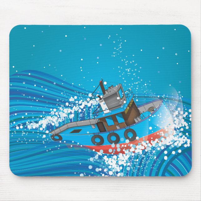 Alfombrilla De Ratón Barco de pesca en tormenta (Frente)