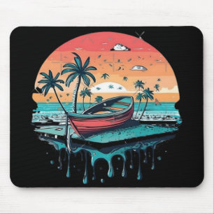 Alfombrilla De Ratón Barco de puesta de sol tropical