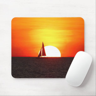 Alfombrilla De Ratón Barco de vela al atardecer