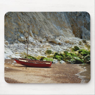 Alfombrilla De Ratón Barco en la playa en Alum Bay
