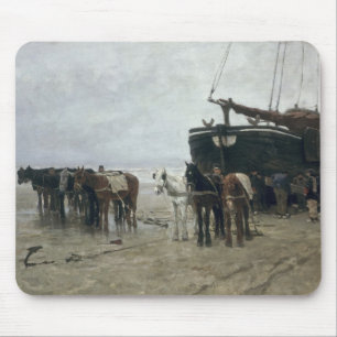 Alfombrilla De Ratón Barco en la playa en Scheveningen, 1876